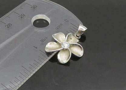 925 Sterling Silver  Vintage Cubic Zirconia Flower Motif Pendant  PT19316