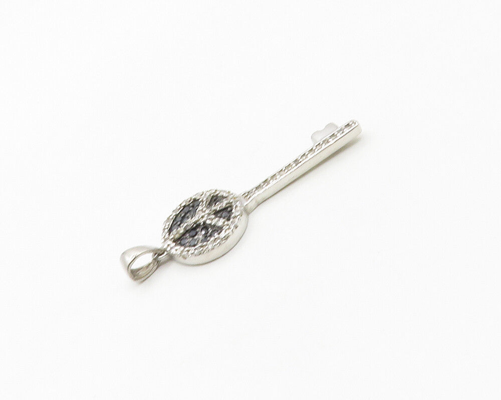 925 Sterling Silver  Hematite & Topaz Peace Sign Key Motif Pendant  PT13611