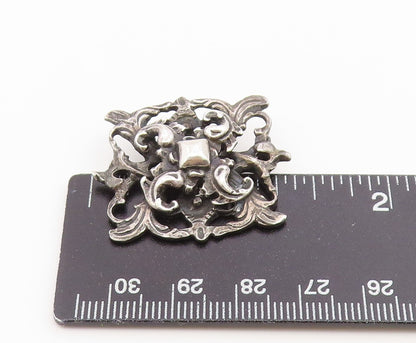 925 Sterling Silver Vintage Brooch Pin Classic Scrollwork Foliage Motif  BP12656