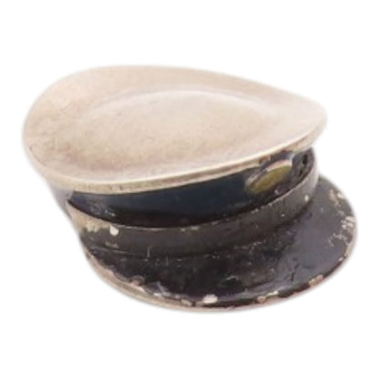 925 Sterling Silver  Vintage Petite Old Fashioned Police Hat Pendant  PT19375