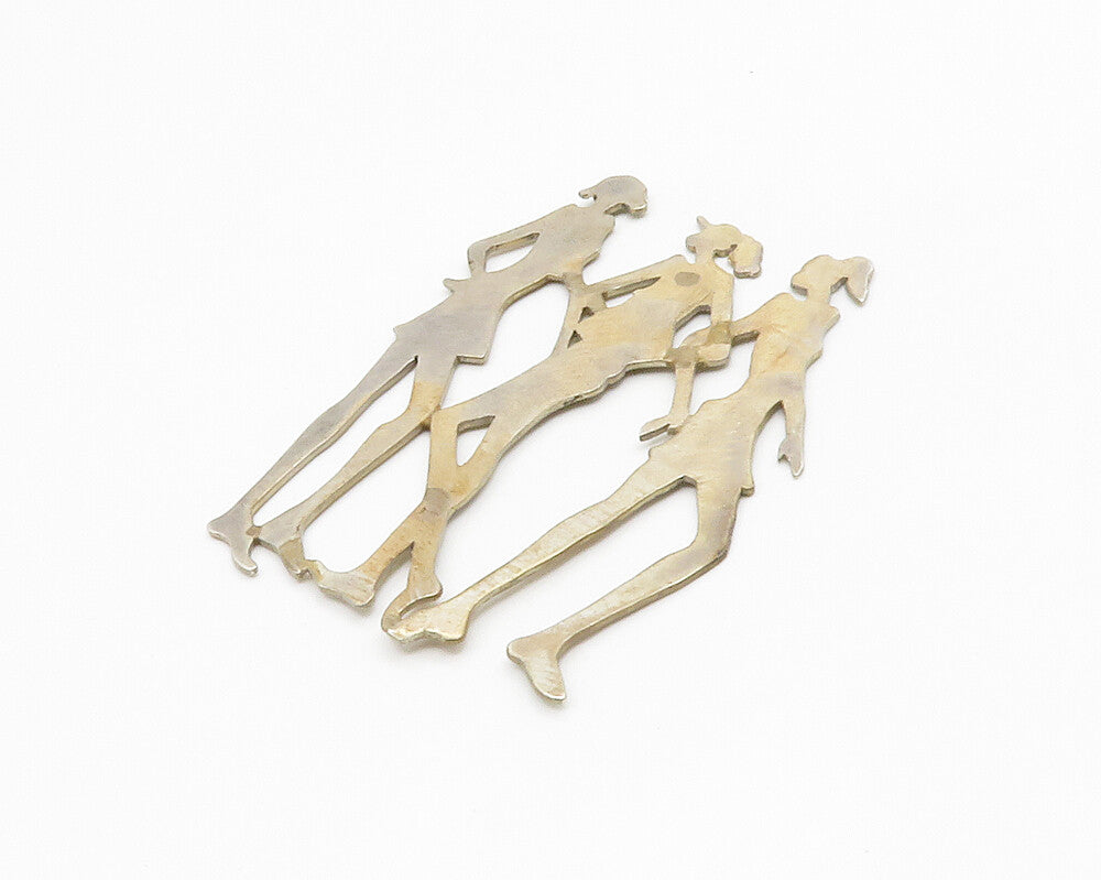 925 Sterling Silver  Vintage Shiny Three Women Silhouette Trinket  TR2060