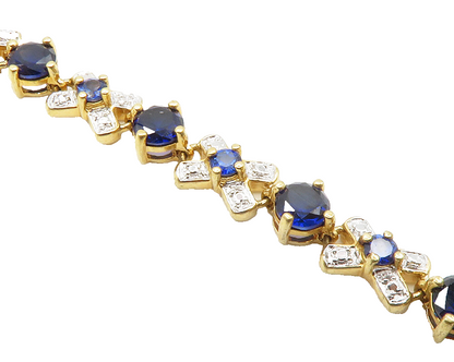ROSS SIMON 925 Sterling Silver  Blue Topaz Gold Plated Chain Bracelet  BT5735