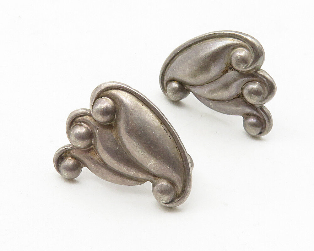 925 Sterling Silver  Vintage Antique Swirl Design Non Pierce Earrings  EG5799