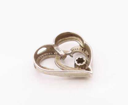 925 Sterling Silver  Vintage Genuine Diamond Love Heart Pendant  PT16801