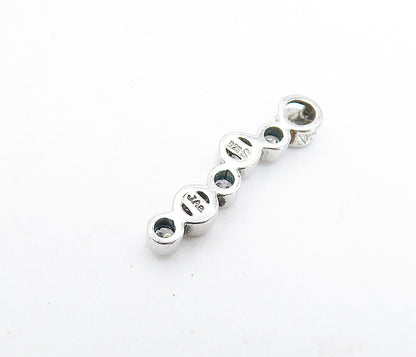 925 Sterling Silver  Shiny Petite Cubic Zirconia Vertical Drop Pendant  PT4749