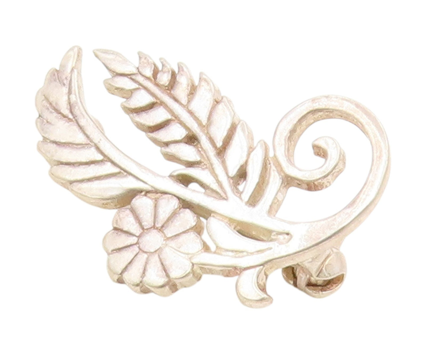 925 Sterling Silver Vintage Brooch Pin Openwork Flower & Leaf Motif  BP12239
