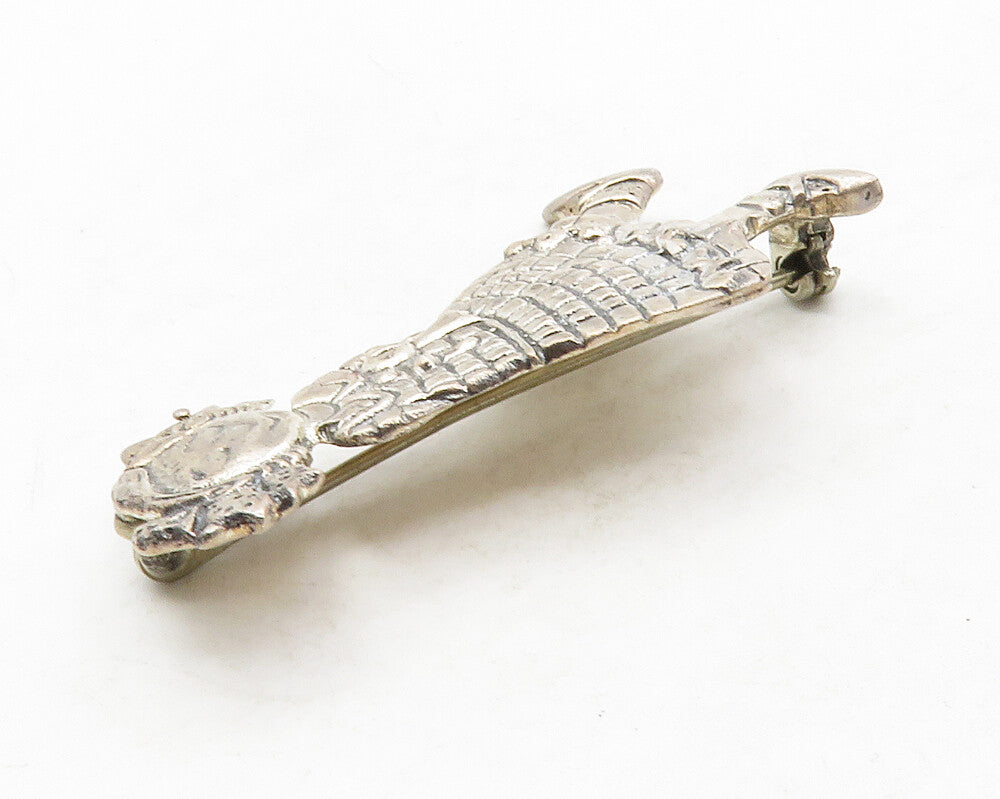 925 Sterling Silver  Vintage Little Girl In Dress #1 Ribbon Brooch Pin  BP4947