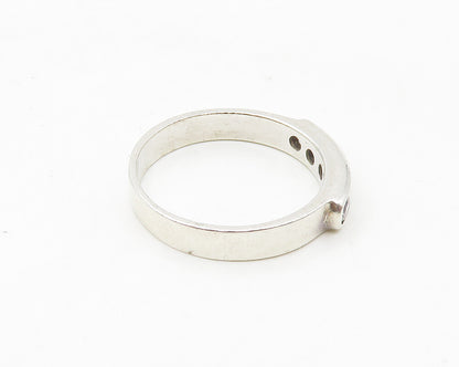 925 Sterling Silver  Cubic Zirconia 5 Stone Smooth Band Ring Sz 8  RG17472