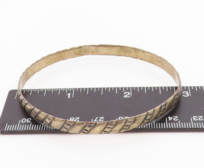 MEXICO 925 Silver  Vintage Dark Tone Slanted Design Bangle Bracelet  BT8223