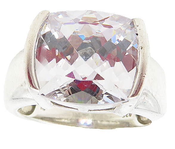 925 Sterling Silver  Sparkling Cubic Zirconia Cocktail Ring Sz 8.5  RG9355