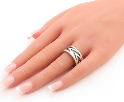 925 Sterling Silver Vintage Ring MEXICO V Grooved Band Sz 11  RG31605