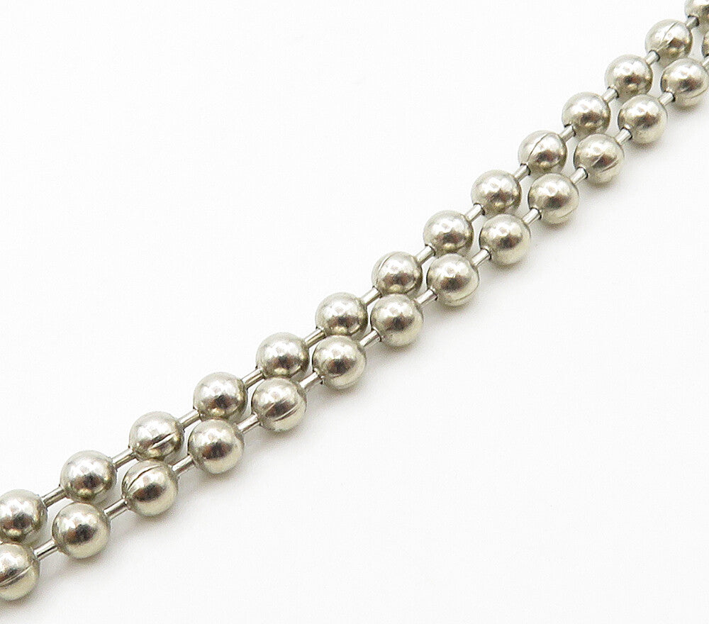 925 Sterling Silver  Vintage Save The World Cutout Chain Necklace  NE2559