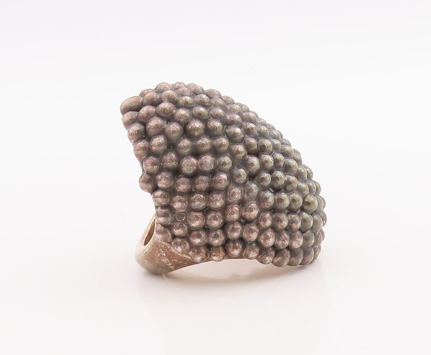 925 Sterling Silver Vintage Ring MEXICO Large Heavy Beaded   Sz 7.5  RG28899