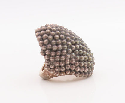 925 Sterling Silver Vintage Ring MEXICO Large Heavy Beaded   Sz 7.5  RG28899