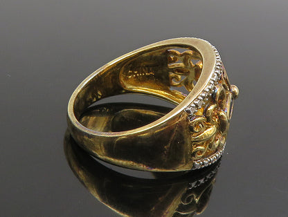 925 Silver  Vintage Two Tone Black Spinel Floral Scroll Ring Sz 10  RG25176