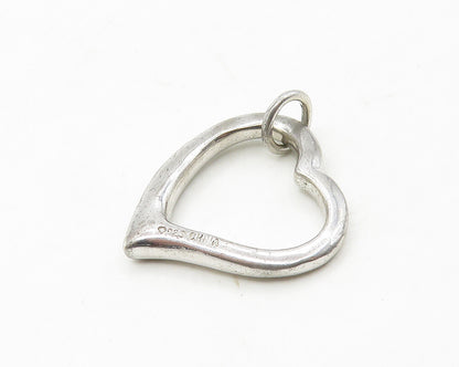 925 Sterling Silver  Vintage White Topaz Open Love Heart Pendant  PT14357