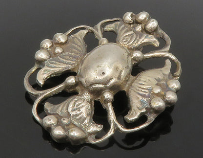 925 Sterling Silver  Vintage Antique Sculpted Floral Motif Pendant  PT10457