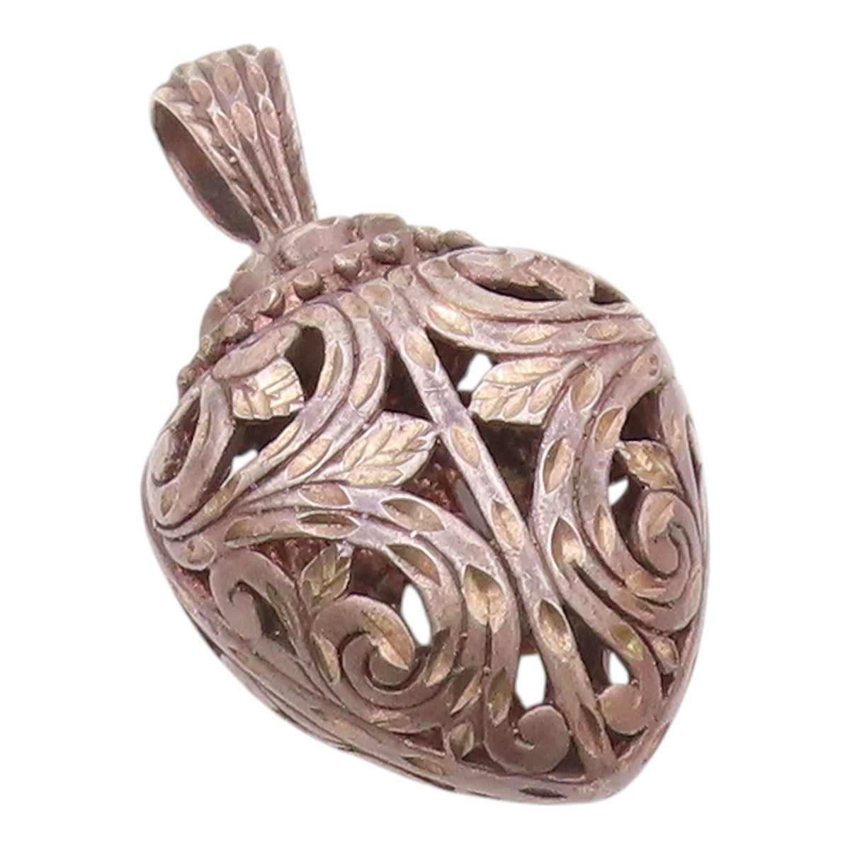 925 Sterling Silver  Vintage Open Love Heart Vine Swirl Pendant  PT20086