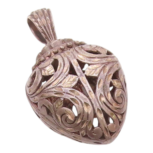 925 Sterling Silver  Vintage Open Love Heart Vine Swirl Pendant  PT20086