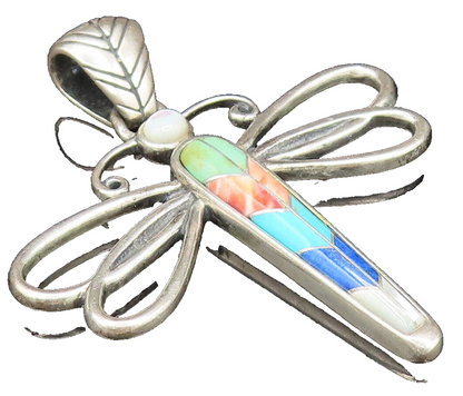 CAROLYN POLLACK 925 Sterling Silver Vintage Gemstone Butterfly Pendant PT21040