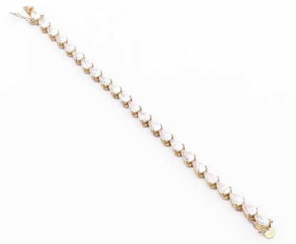 925 Sterling Silver  Vintage Tear Drop Cubic Zirconia Chain Bracelet  BT7978