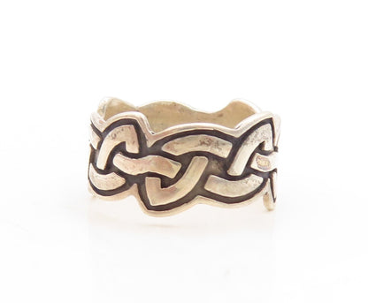 925 Sterling Silver Vintage Ring Dark Tone Cutout Celtic Knots  Sz 6  RG31296