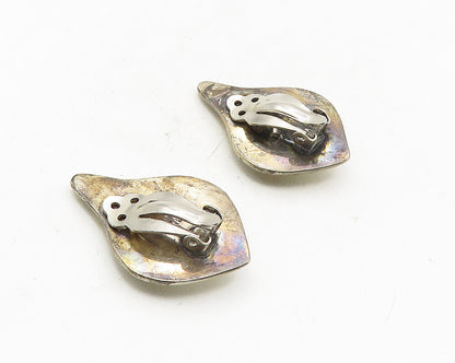 MEXICO 925 Sterling Silver  Vintage Shiny Smooth Non Pierce Earrings  EG5324