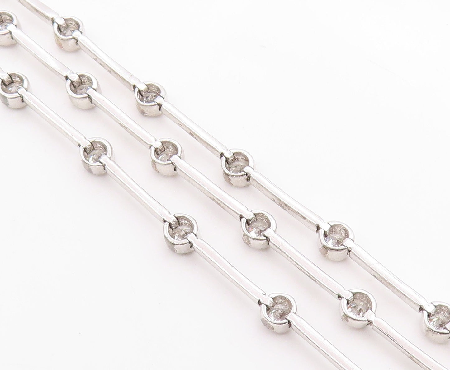 925 Sterling Silver Vintage Bracelet Bezel Set Topaz Multi Strand Link  BT12082