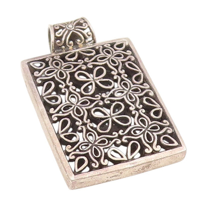 925 Sterling Silver Vintage Pendant Intricate Openwork Floral Locket  PT25654