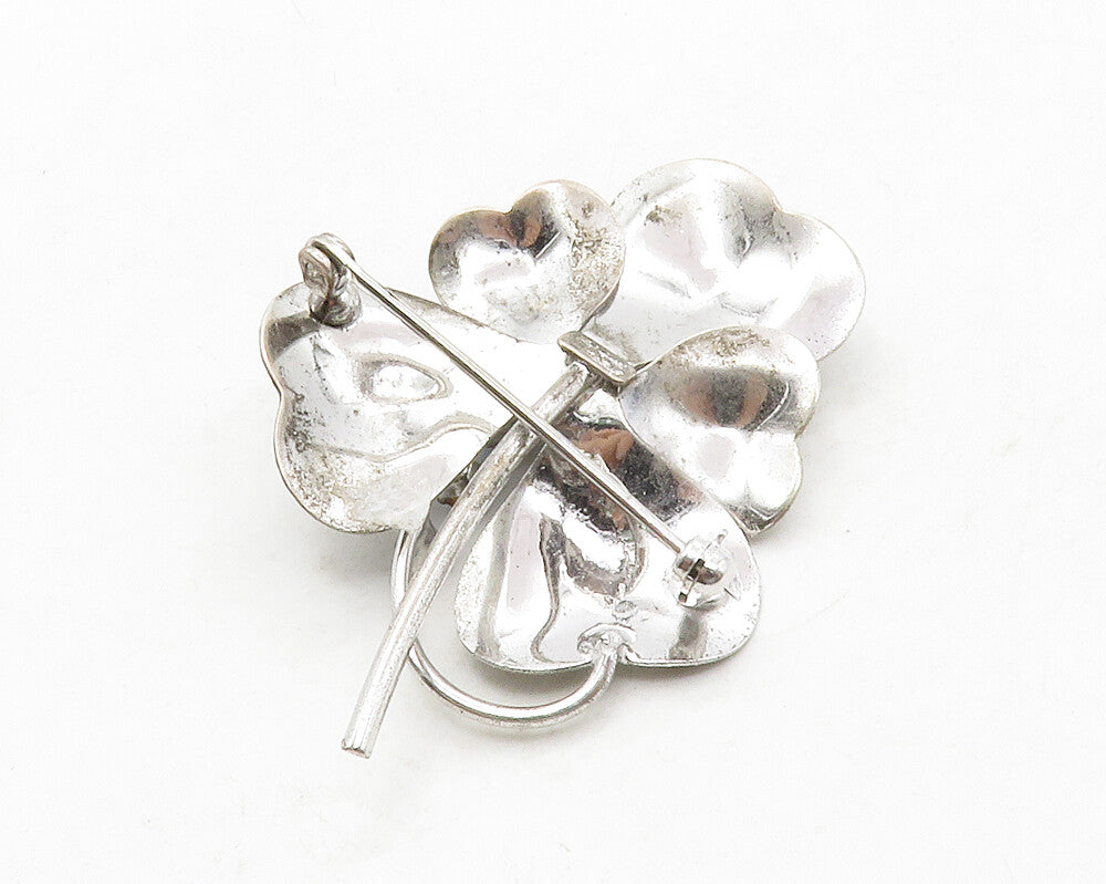 CARL ART 925 Silver  Vintage Blue Topaz Floral Leaf Motif Brooch Pin  BP5023