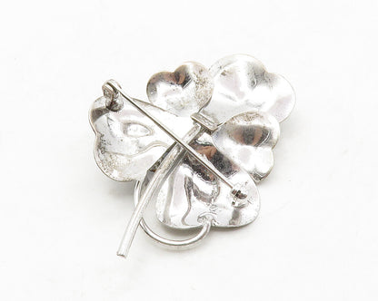 CARL ART 925 Silver  Vintage Blue Topaz Floral Leaf Motif Brooch Pin  BP5023