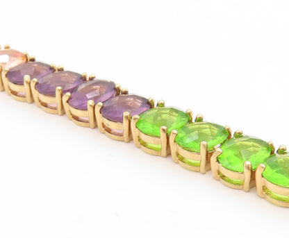 925 Sterling Silver Vintage Bracelet Gold Plated DAVID SIGAL Gemstone  BT11732