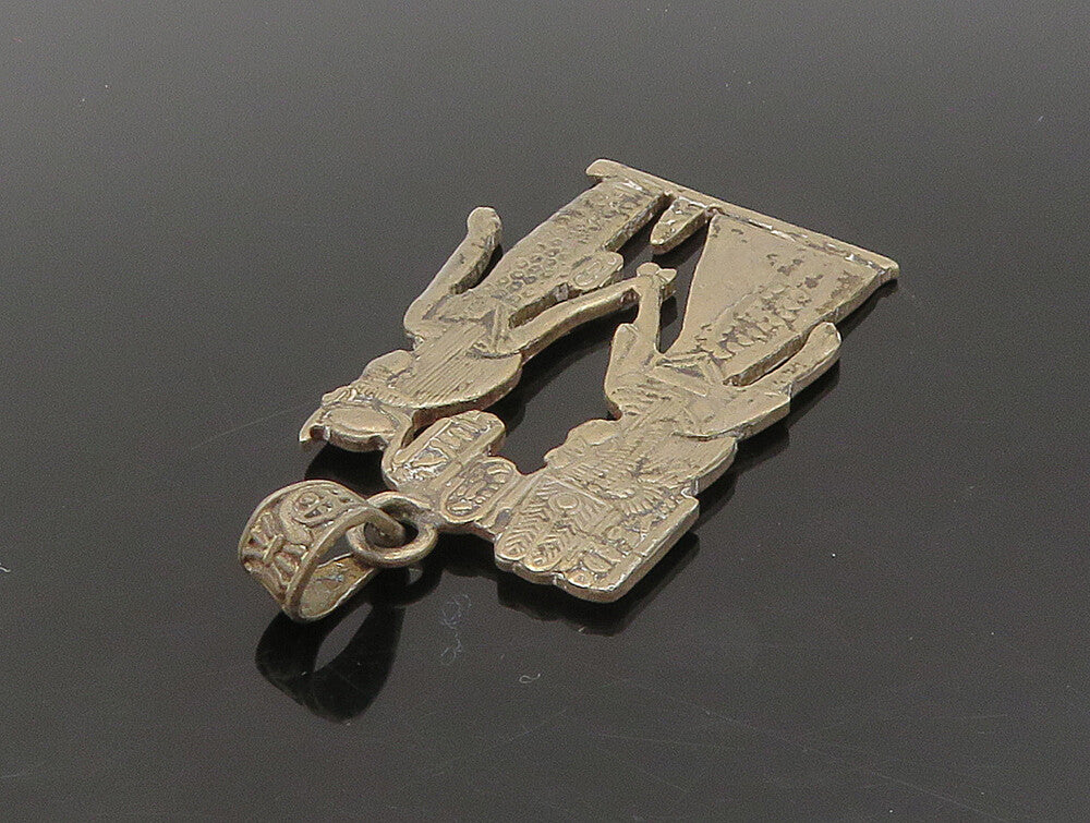 MIDDLE EAST 925 Silver  Vintage Egyptian Pharaoh Holding Hand Pendant  PT19762