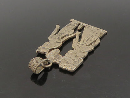 MIDDLE EAST 925 Silver  Vintage Egyptian Pharaoh Holding Hand Pendant  PT19762