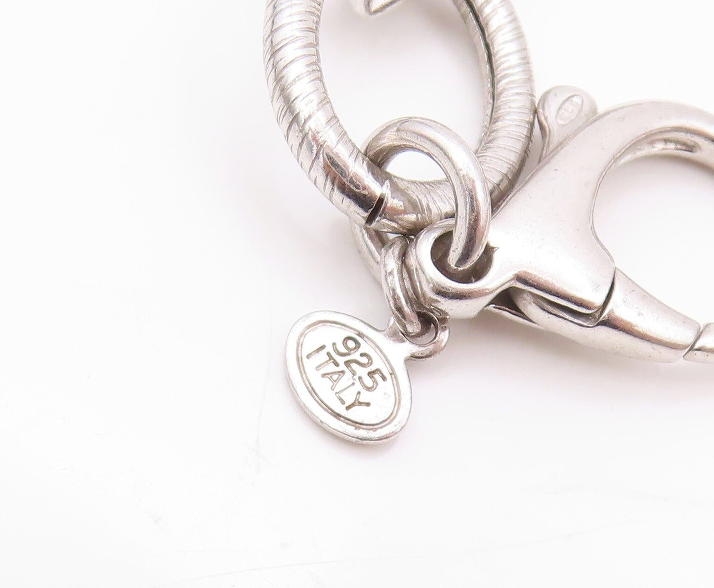 925 Sterling Silver Vintage Bracelet Eye Shape cutout & Linked Rings  BT11134