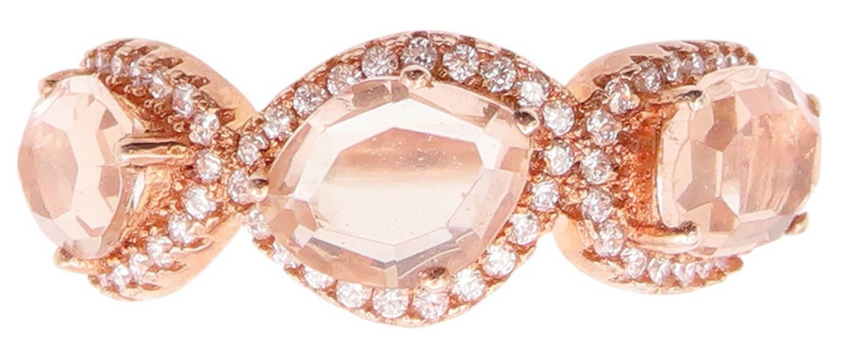 925 Sterling Silver Vintage Ring Rose Gold Plated Morganite CZ  Sz 7.5  RG32967