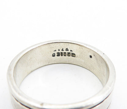 MEXICO 925 Silver  Vintage Linear Etched Round Shiny Band Ring Sz 9.5  RG6948