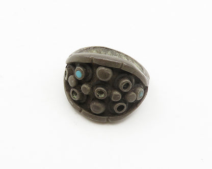 925 Sterling Silver Vintage Antique Turquoise Band Ring Sz 6.5 RG18715
