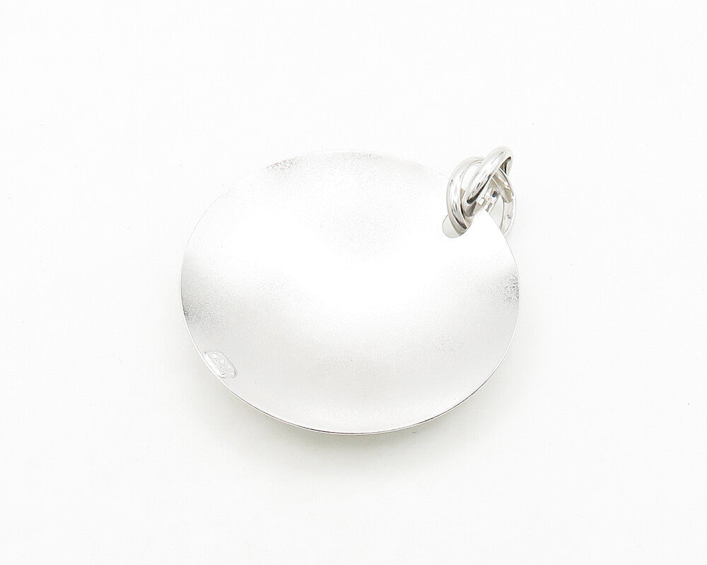 925 Sterling Silver  Vintage Shiny Etched Round Dome Drop Pendant  PT15536