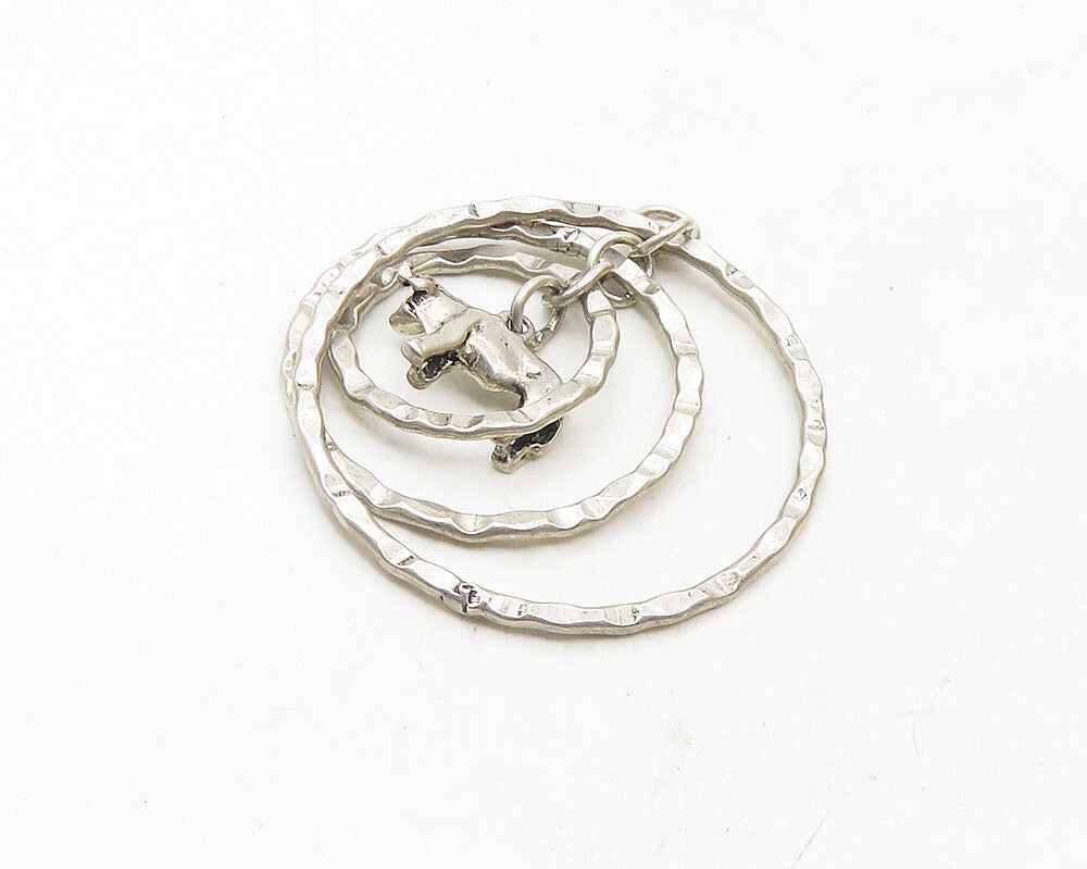 925 Sterling Silver  Vintage Shiny Graduated Open Circles Pendant  PT7491