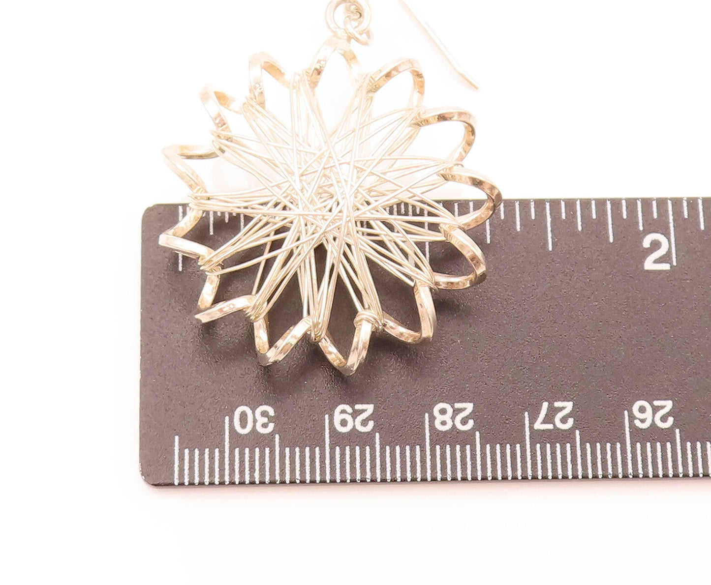 925 Sterling Silver Vintage Handmade Wire Wrapped Star Dangle Earrings EG12411