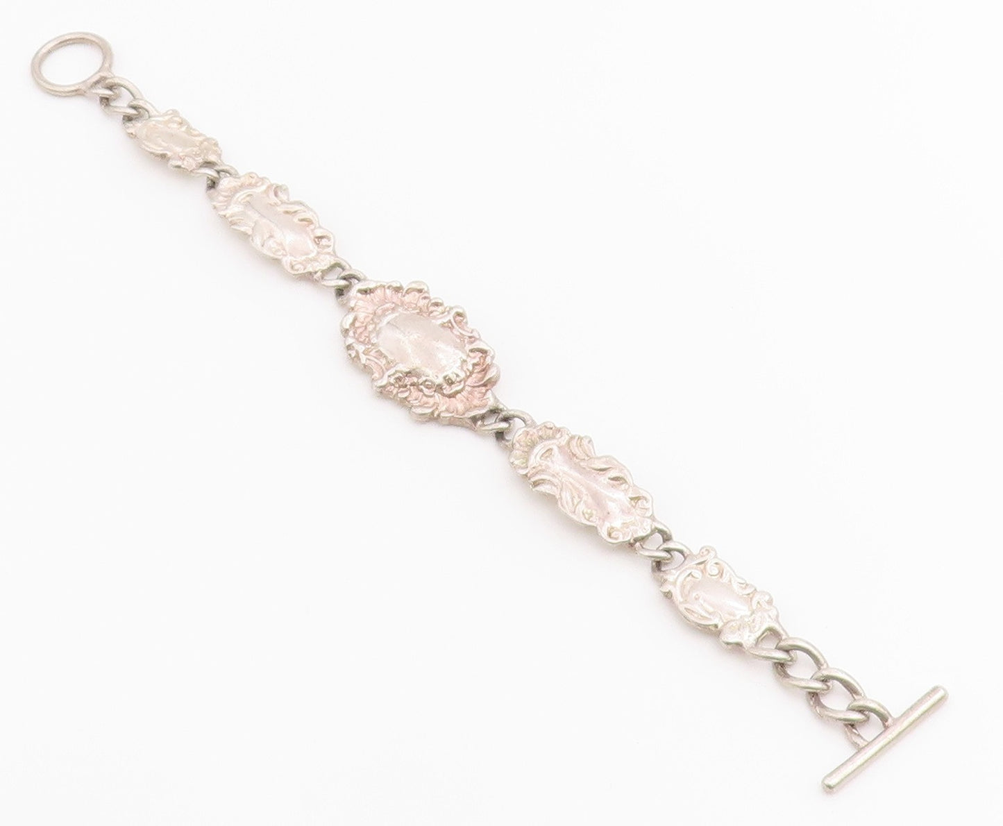925 Sterling Silver Vintage Bracelet Victorian Style Scrollwork Link  BT12209