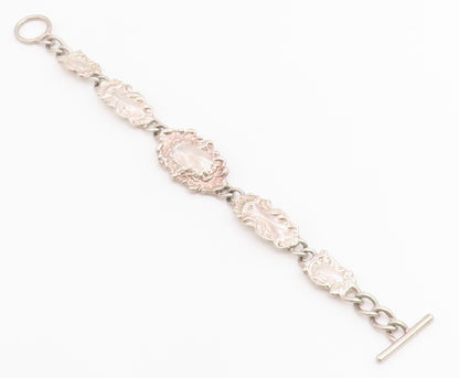 925 Sterling Silver Vintage Bracelet Victorian Style Scrollwork Link  BT12209