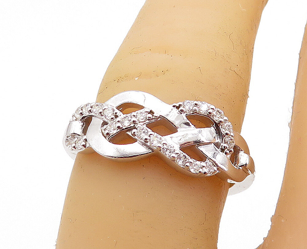 925 Sterling Silver  Topaz Open Pretzel Knot Polished Band Ring Sz 7  RG6864