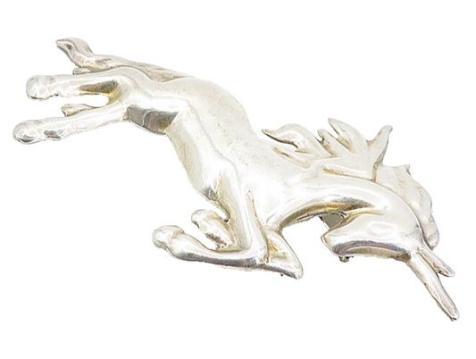 TAXCO MEXICO 925 Sterling Silver Vintage Leaping Unicorn Brooch Pin BP3173