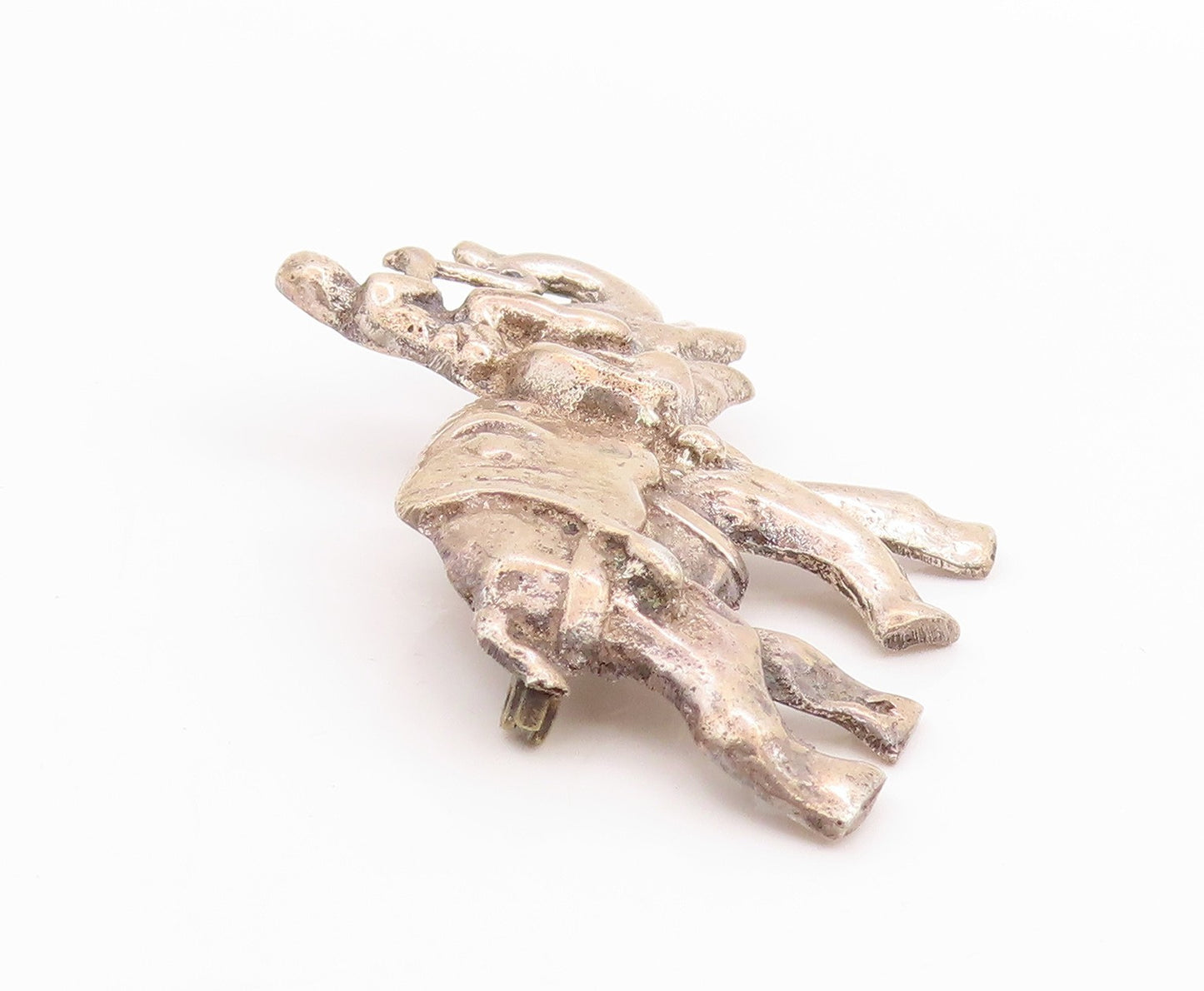 925 Sterling Silver Vintage Brooch Happy Elephant With Care Taker  BP11732