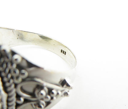 925 Sterling Silver  Cabochon Cut Agate Tear Drop Cocktail Ring Sz 8  RG7897