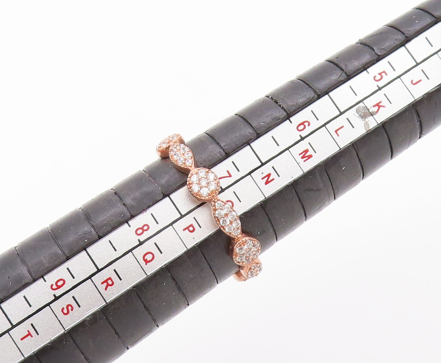 925 Sterling Silver Vintage Ring Rose Gold Plated CZ Floral Design Sz 7  RG33335