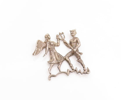 925 Sterling Silver Vintage Pendant Heaven & Hell Tango Cut Out Design  PT25134