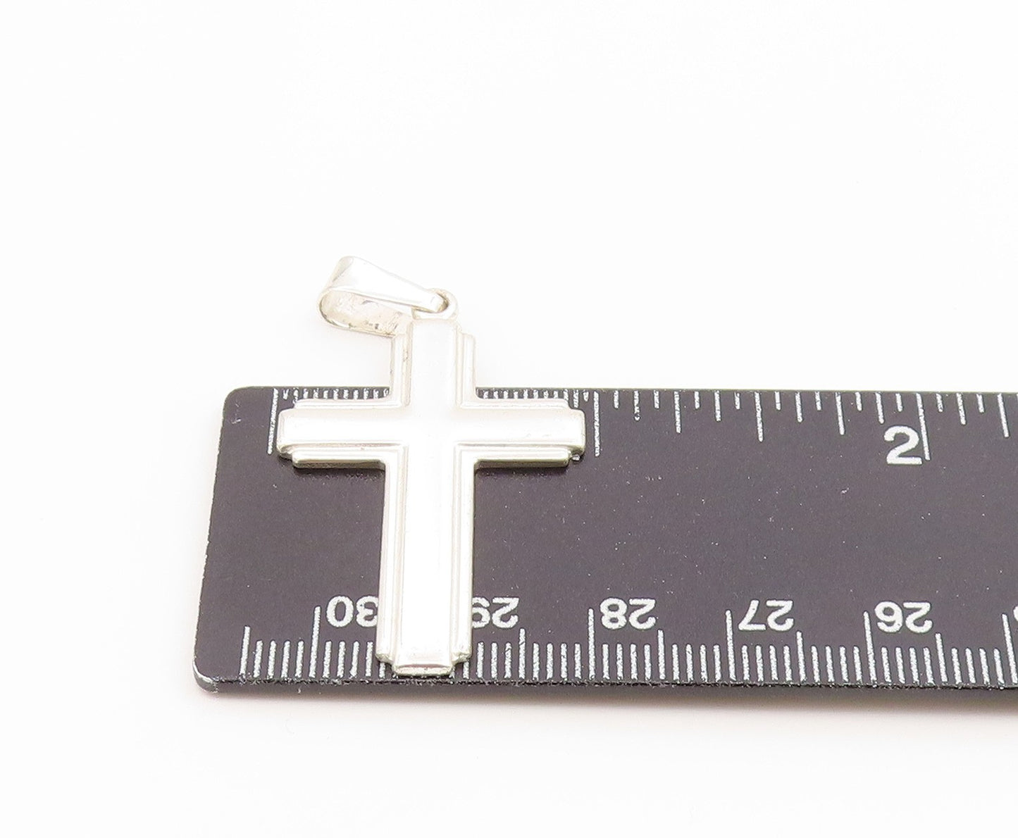 925 Sterling Silver Vintage Pendant Minimalist Double Layer Latin Cross  PT26586